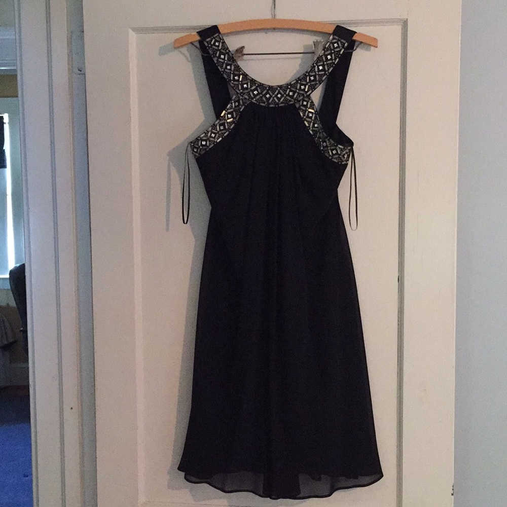 Black beaded cocktail dress